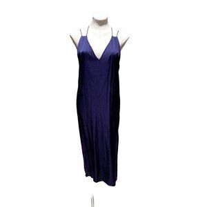 Stockholm Atelier & Other Stories Satin Slip Dress Midnight Blue US 8